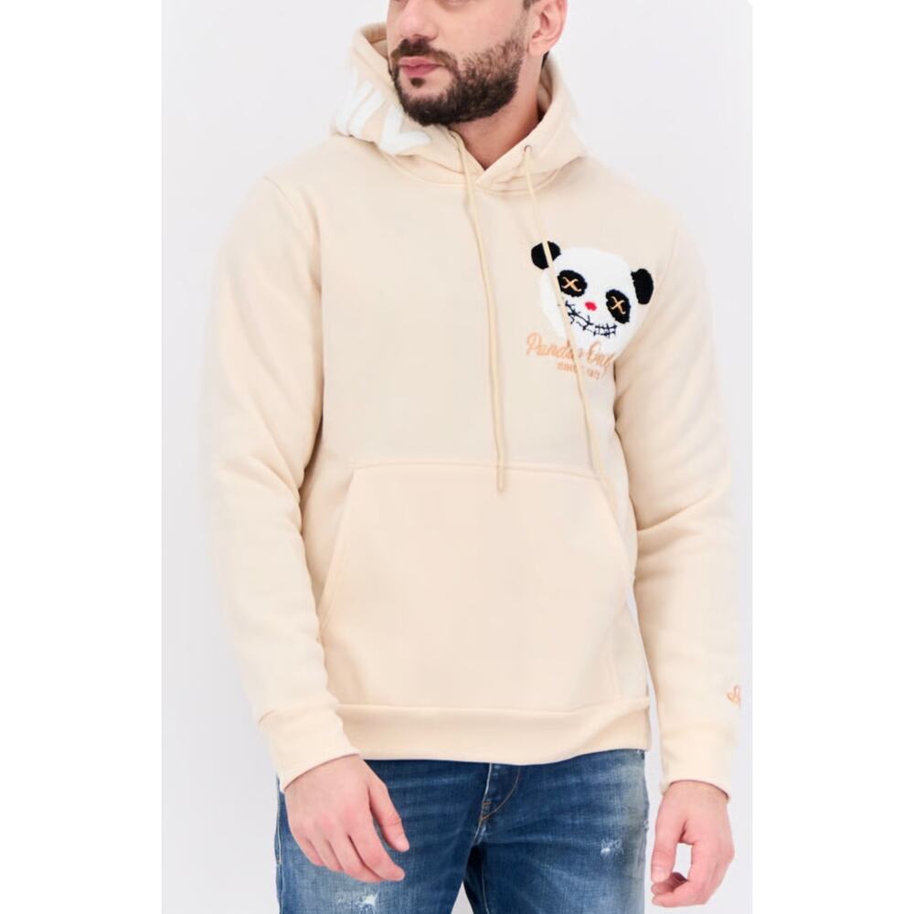 Members Only Panda Only Plush Patch Pullover Men’s Sweatshirt Beige Cream Large